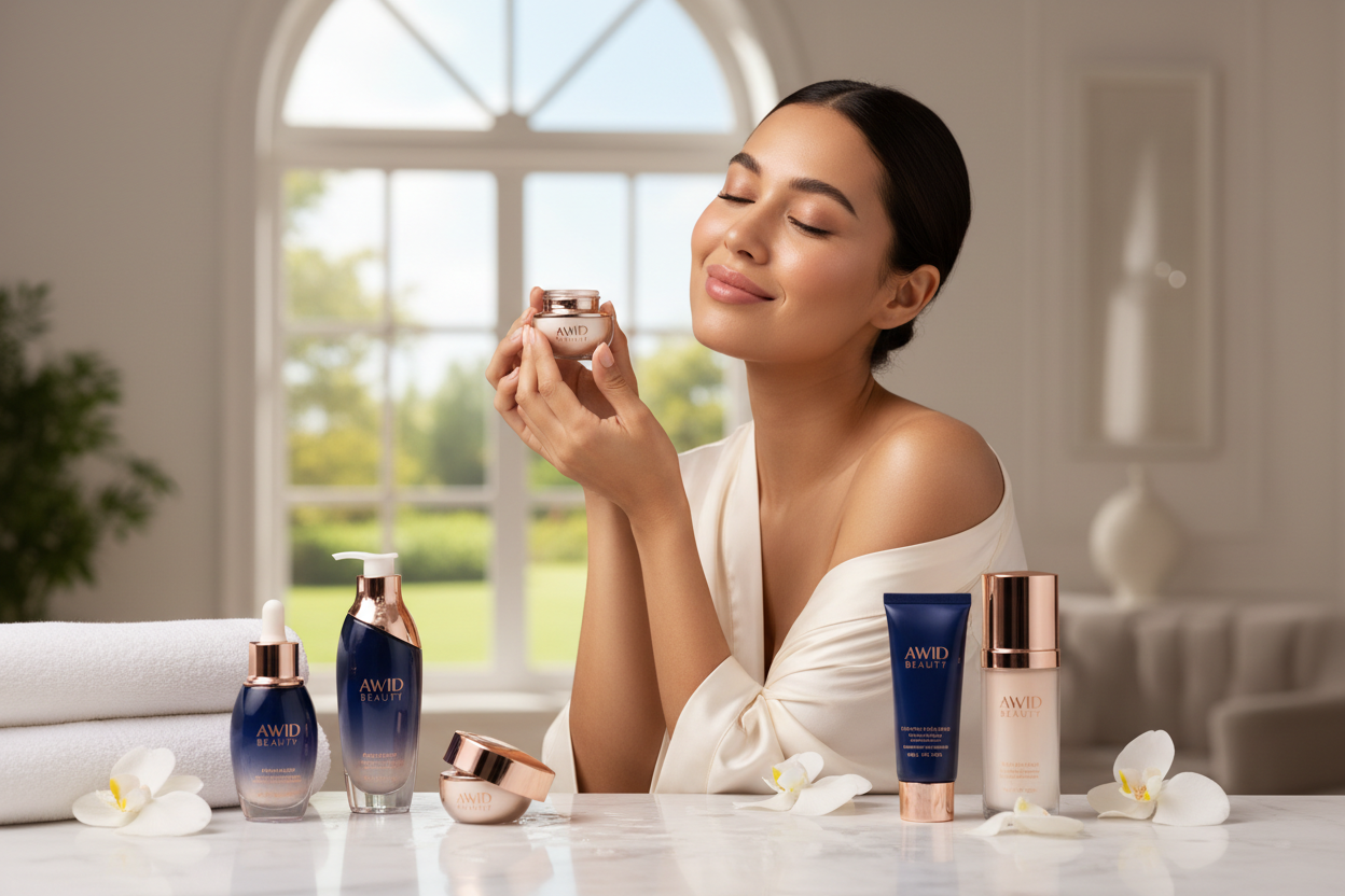 beauty woman enjoys my beauty brand